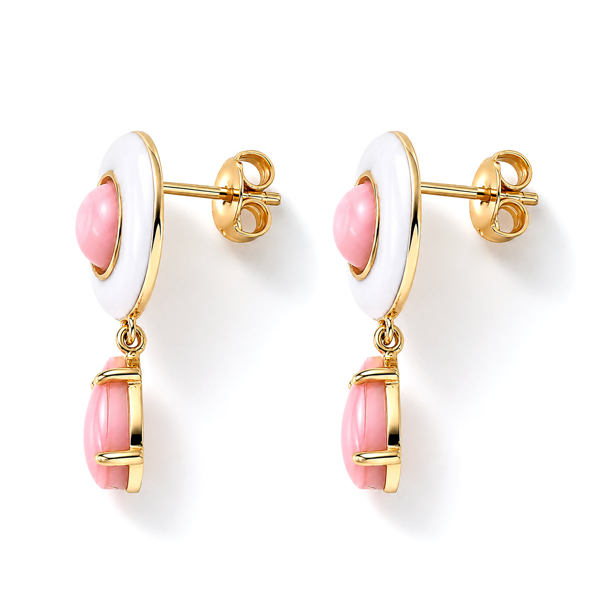 D'Joy - Pink Conch Shell Drop Earring with Push Back in Yellow Gold Plated Sterling Silver 8658159 4