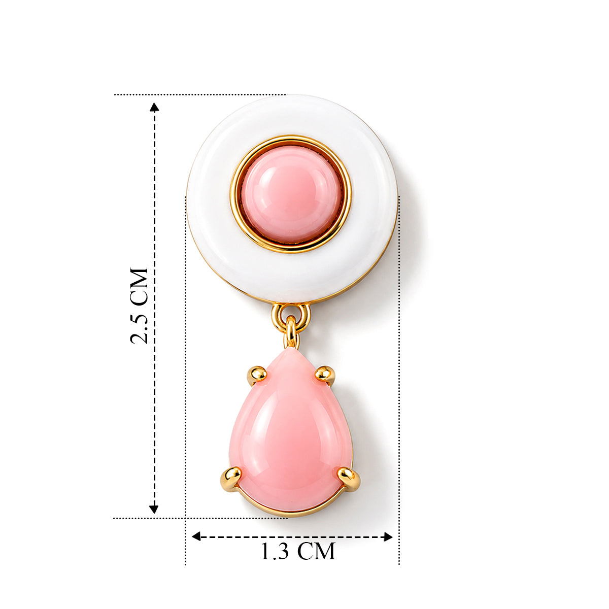 D'Joy - Pink Conch Shell Drop Earring with Push Back in Yellow Gold Plated Sterling Silver 8658159 5