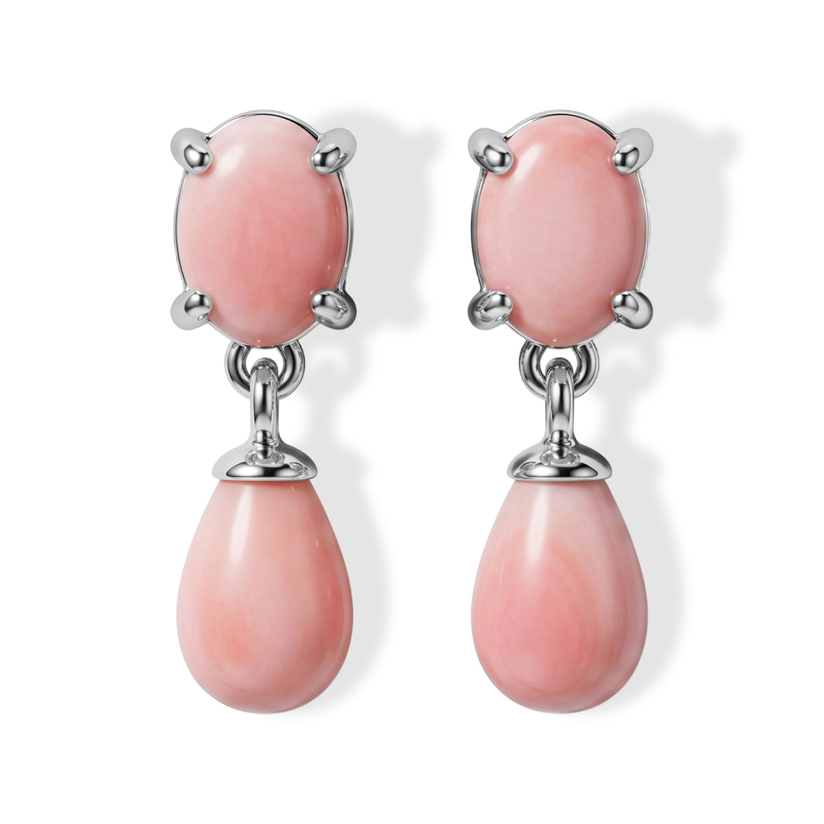 D'Joy - Pink Conch Shell Dangling Earring with Push Back in Rhodium Overlay Sterling Silver 8658160 0