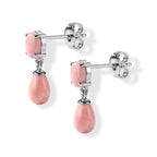 D'Joy - Pink Conch Shell Dangling Earring with Push Back in Rhodium Overlay Sterling Silver_8658160_3