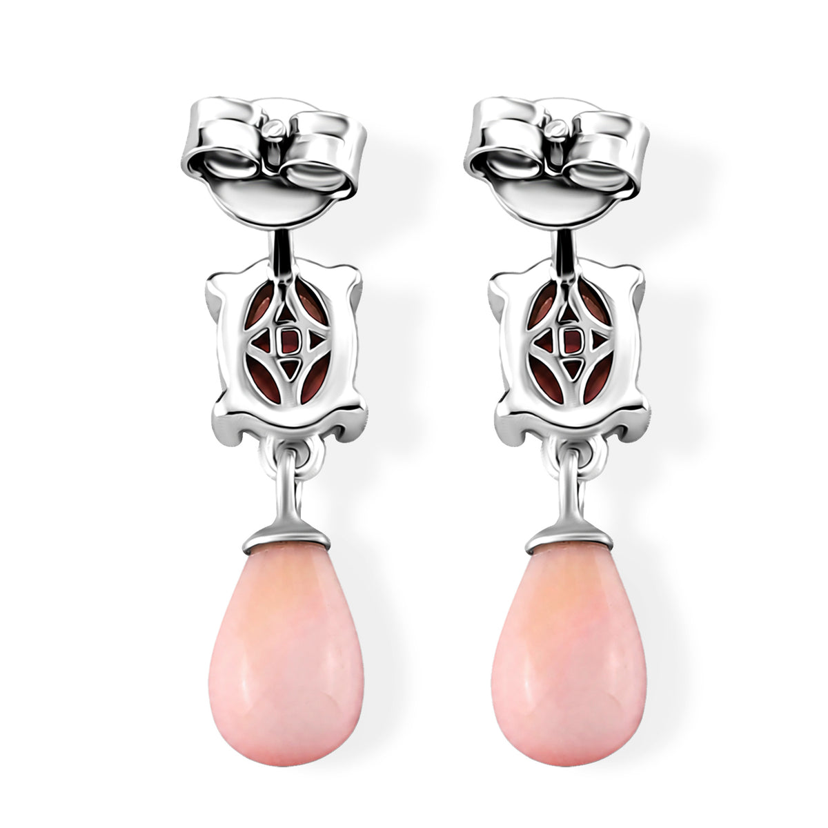 D'Joy - Pink Conch Shell Dangling Earring with Push Back in Rhodium Overlay Sterling Silver 8658160 4