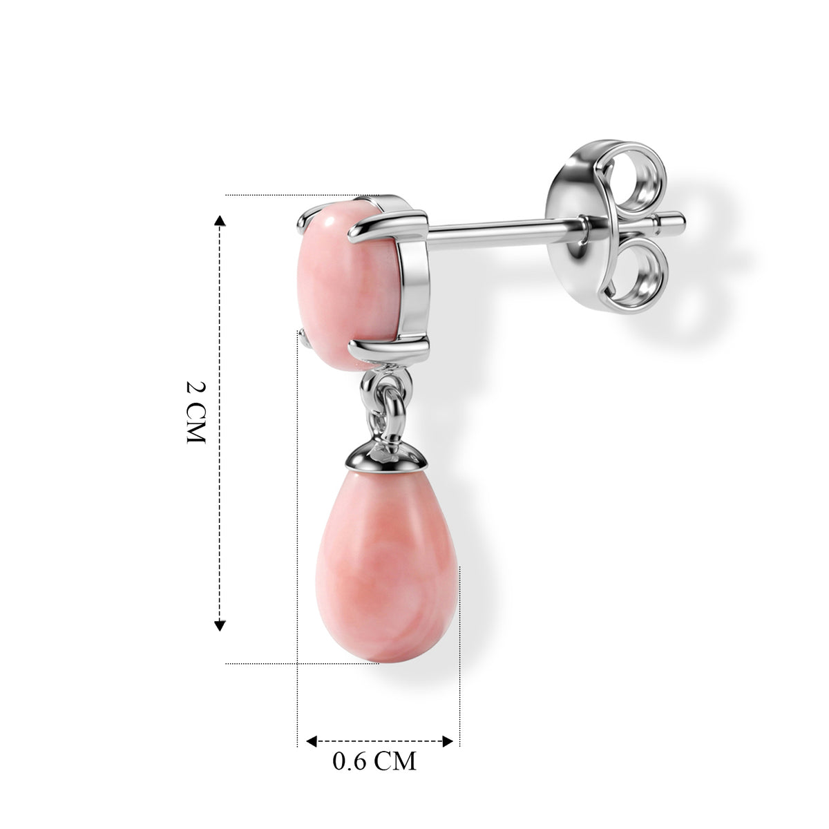 D'Joy - Pink Conch Shell Dangling Earring with Push Back in Rhodium Overlay Sterling Silver 8658160 5