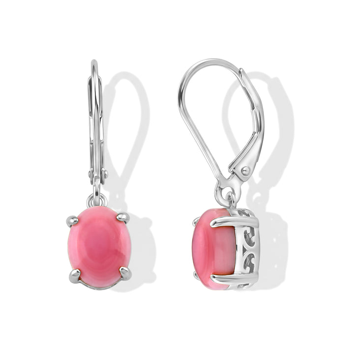 D'Joy - Pink Conch Shell Solitaire Lever Back Earring in Rhodium Overlay Sterling Silver 8658162 1