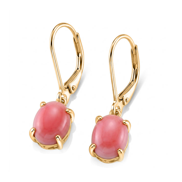 D'Joy - Pink Conch Shell Solitaire Lever Back Earring in Yellow Gold Plated Sterling Silver 8658163 1