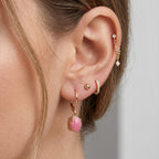 D'Joy - Pink Conch Shell Solitaire Lever Back Earring in Yellow Gold Plated Sterling Silver_8658163_2