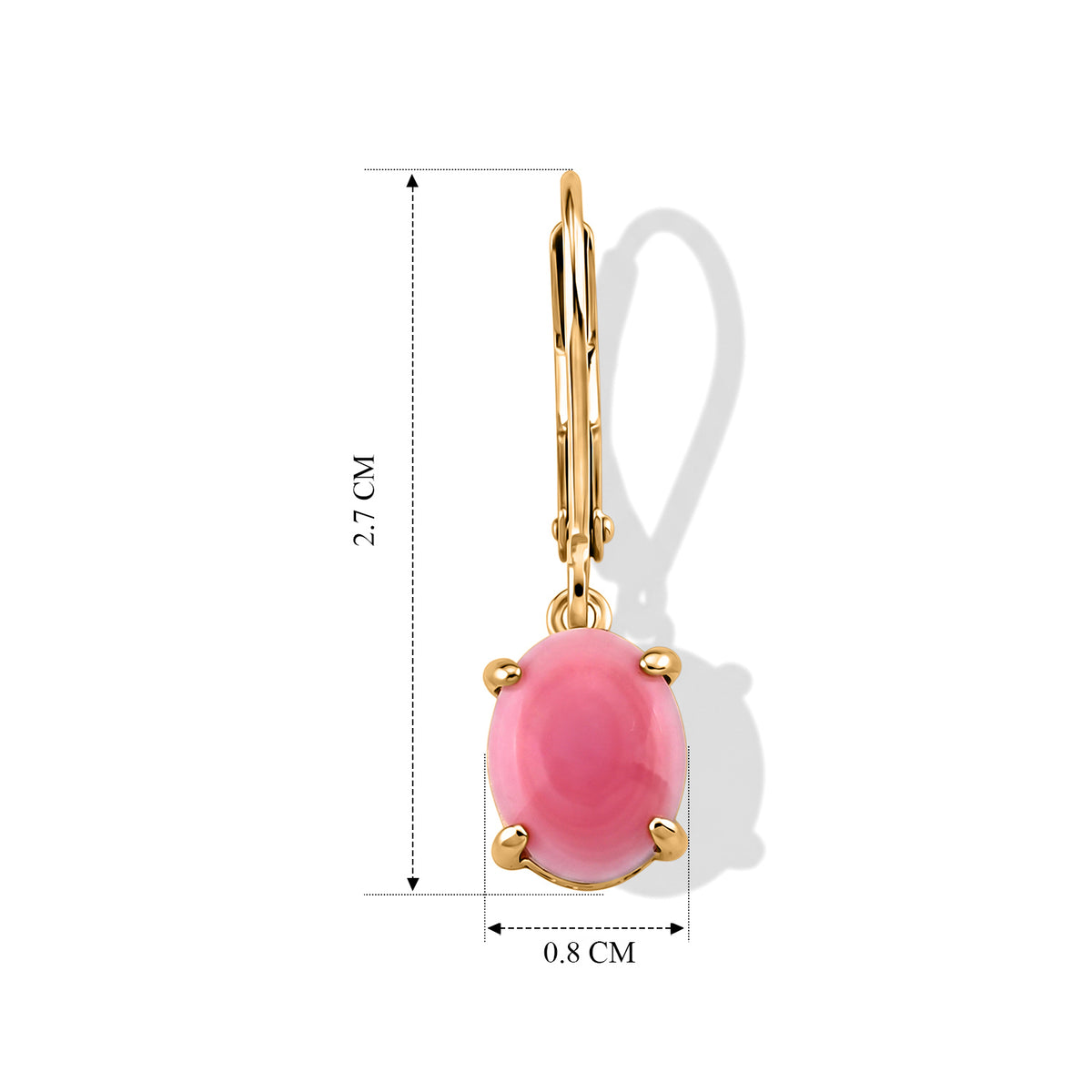 D'Joy - Pink Conch Shell Solitaire Lever Back Earring in Yellow Gold Plated Sterling Silver 8658163 5