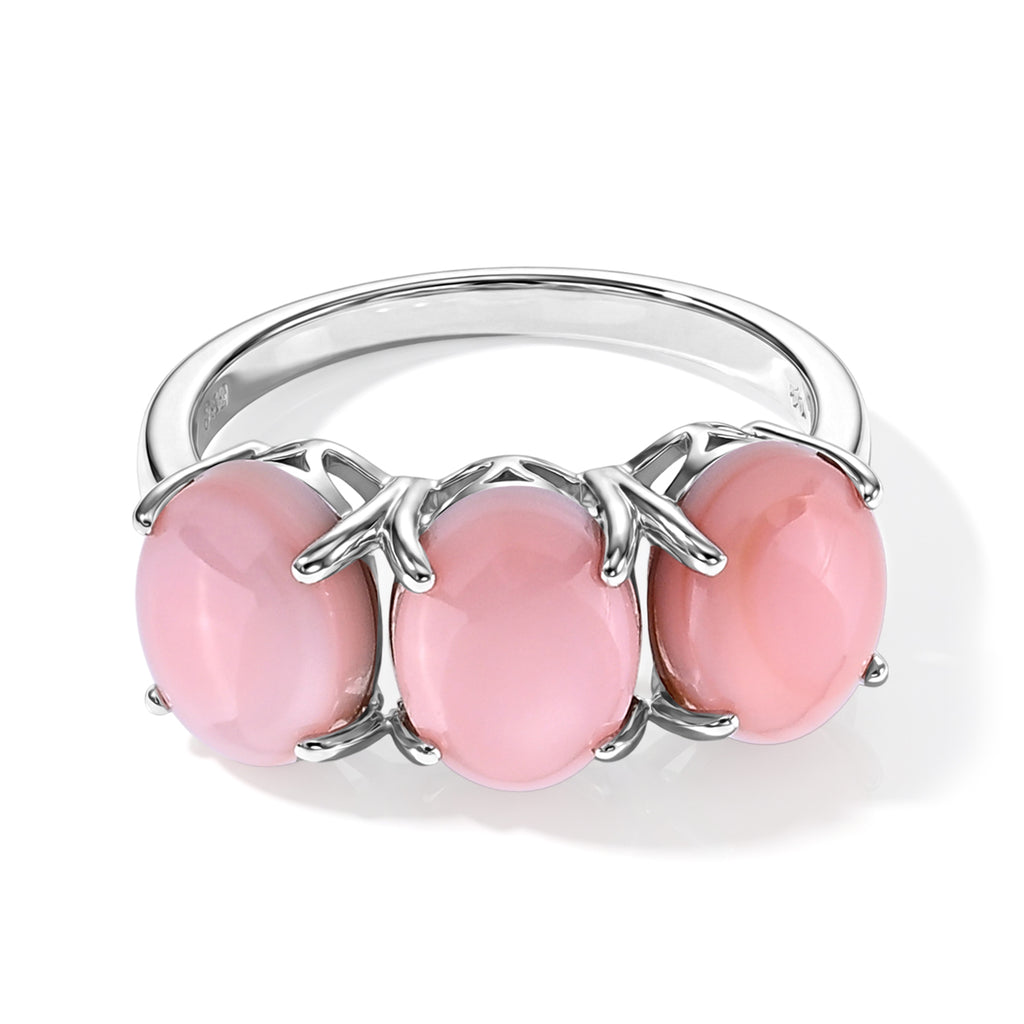 D'Joy - Pink Conch Shell Trilogy Ring in Rhodium Overlay Sterling Silver_8658181