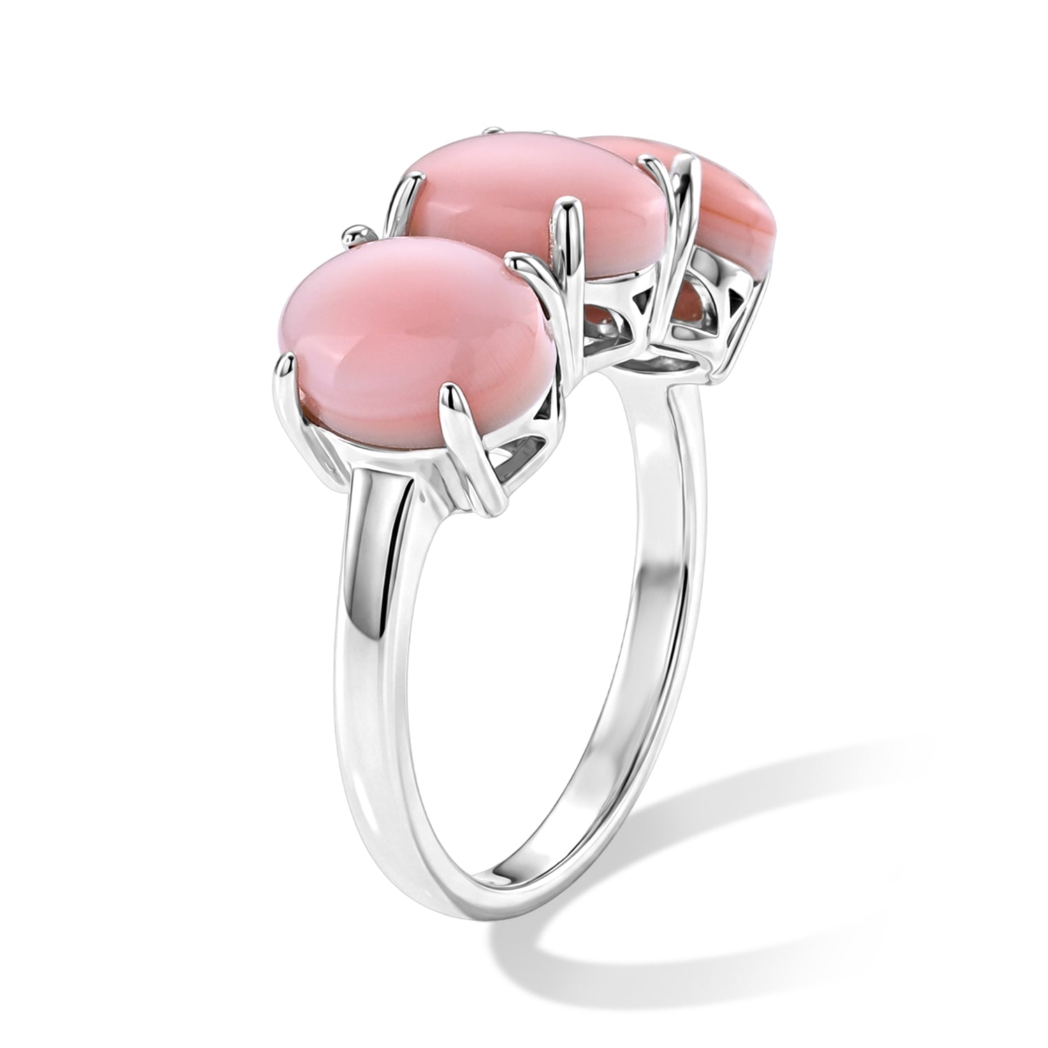 D'Joy - Pink Conch Shell Trilogy Ring in Rhodium Overlay Sterling Silver 8658181 4