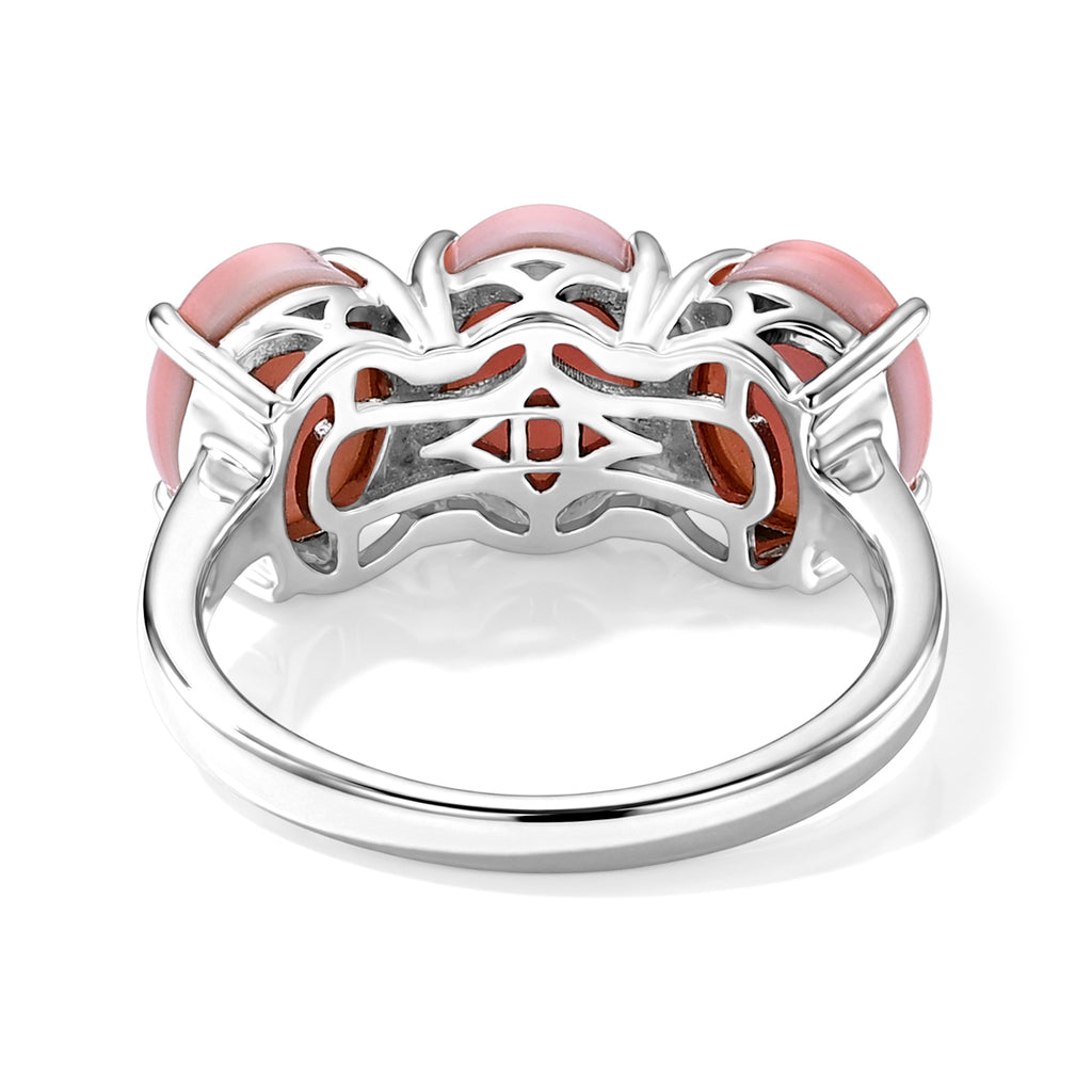 D'Joy - Pink Conch Shell Trilogy Ring in Rhodium Overlay Sterling Silver_8658181_4