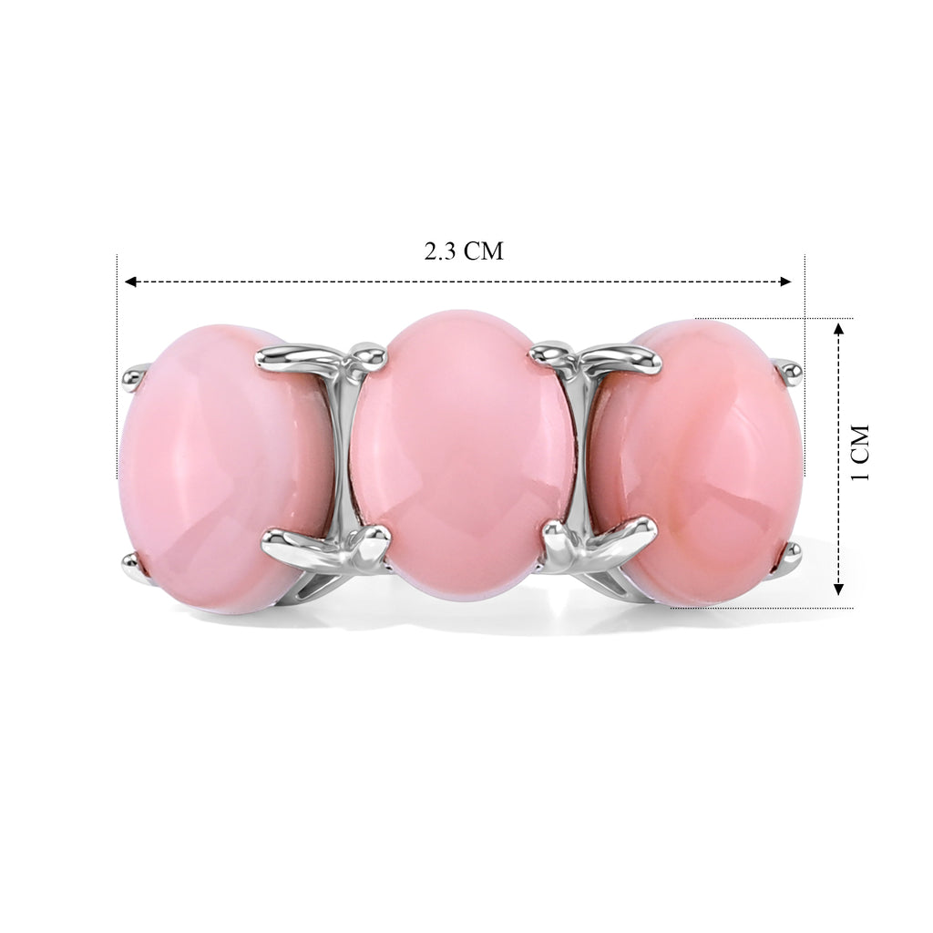 D'Joy - Pink Conch Shell Trilogy Ring in Rhodium Overlay Sterling Silver_8658181_5