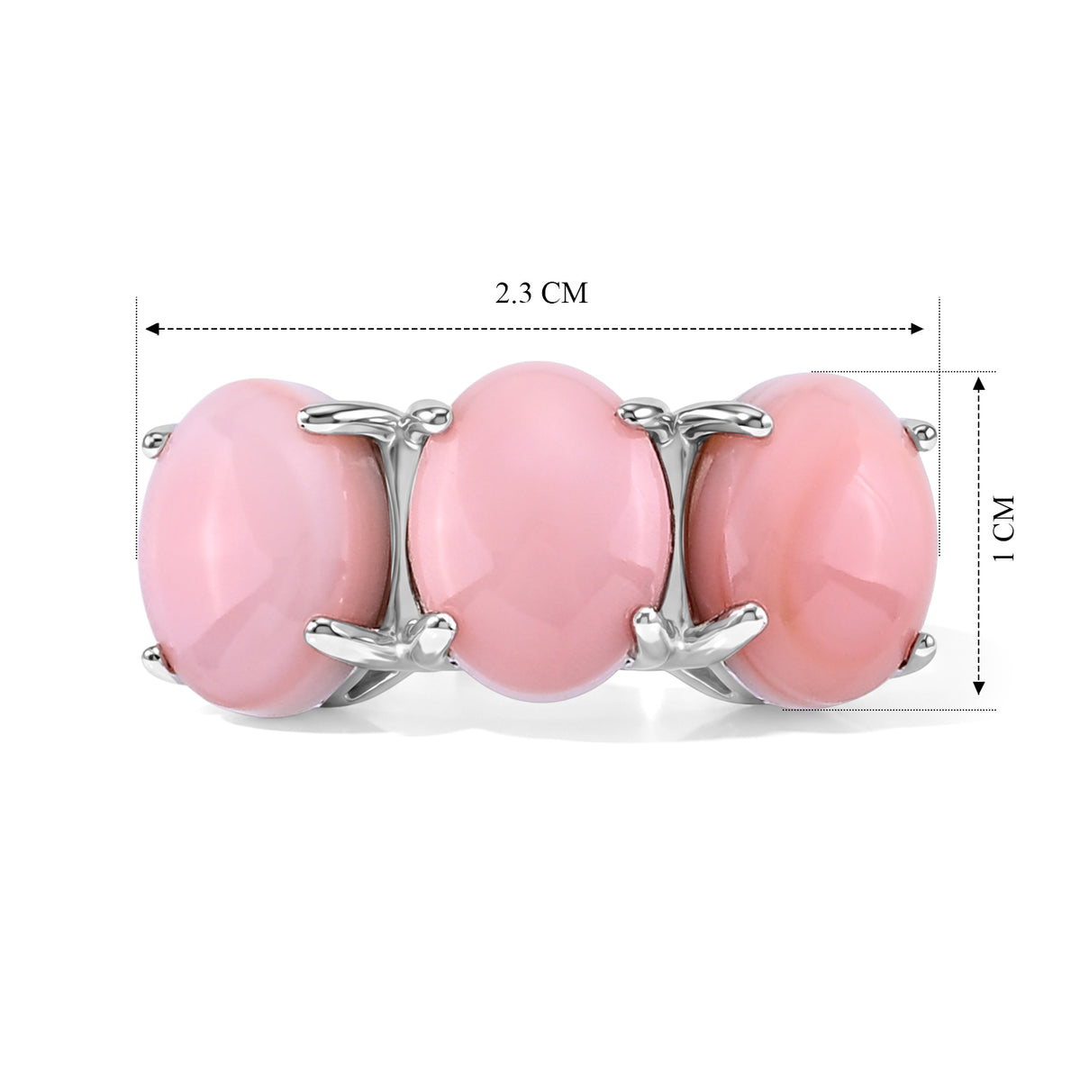 D'Joy - Pink Conch Shell Trilogy Ring in Rhodium Overlay Sterling Silver 8658181 6