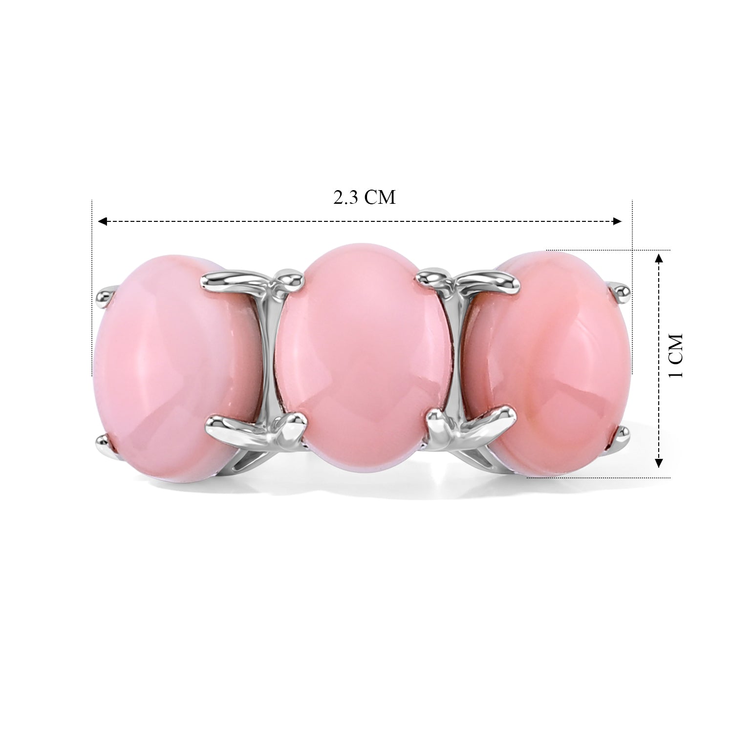 D'Joy - Pink Conch Shell Trilogy Ring in Rhodium Overlay Sterling Silver 8658181 6