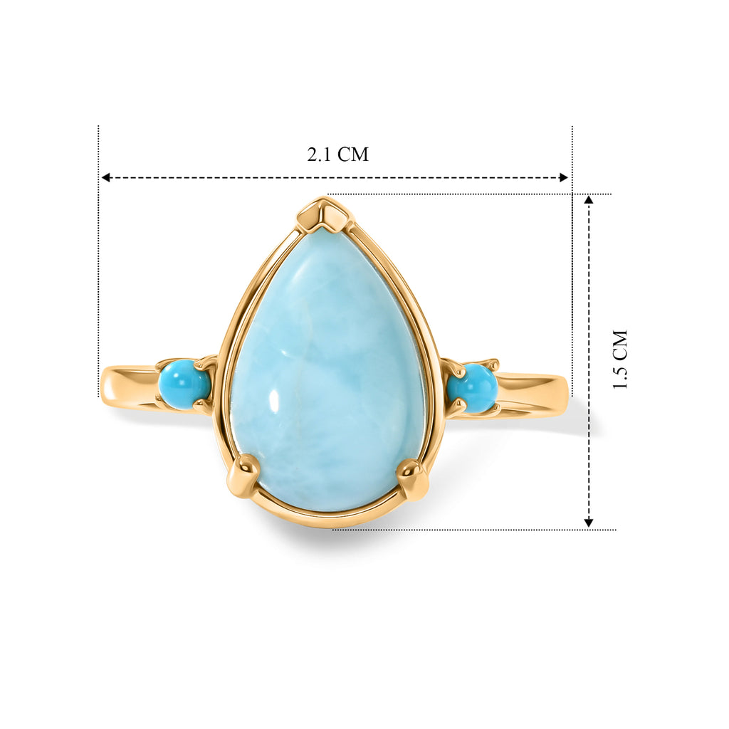 D'Joy - Natural Larimar & Sleeping Beauty Turquoise Trilogy Ring in Yellow Gold Plated Sterling Silver 4.00 Ct._8658184_5