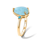 D'Joy - Natural Larimar & Sleeping Beauty Turquoise Trilogy Ring in Yellow Gold Plated Sterling Silver 4.00 Ct._8658189_3