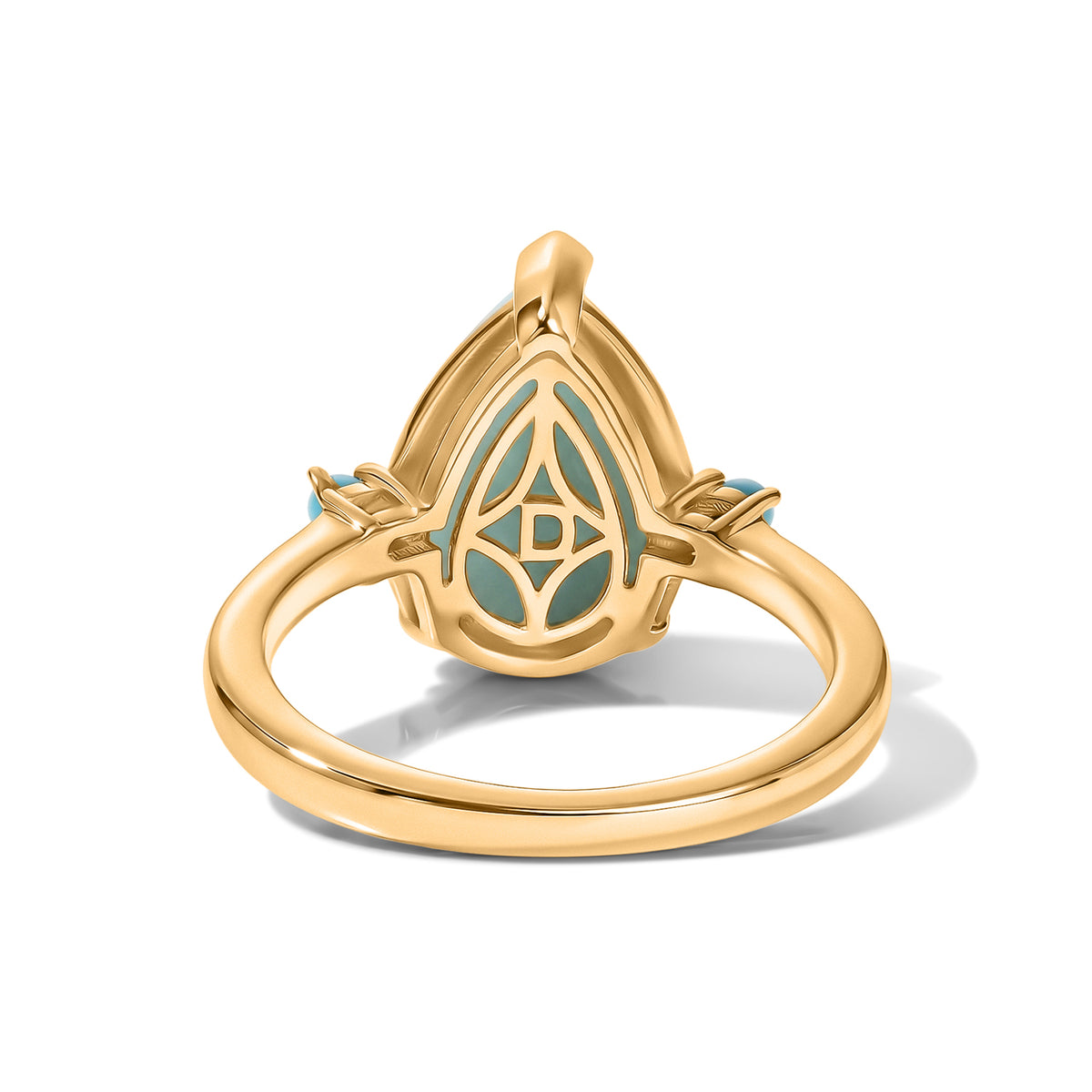 D'Joy - Natural Larimar &amp; Sleeping Beauty Turquoise Trilogy Ring in Yellow Gold Plated Sterling Silver 4.00 Ct. V32519536 3