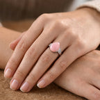 D'Joy - Pink Conch Shell & Lab Grown Diamond Ring in Rhodium Overlay Sterling Silver_8658210_1