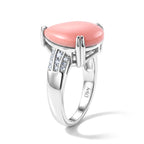 D'Joy - Pink Conch Shell & Lab Grown Diamond Ring in Rhodium Overlay Sterling Silver_8658210_3