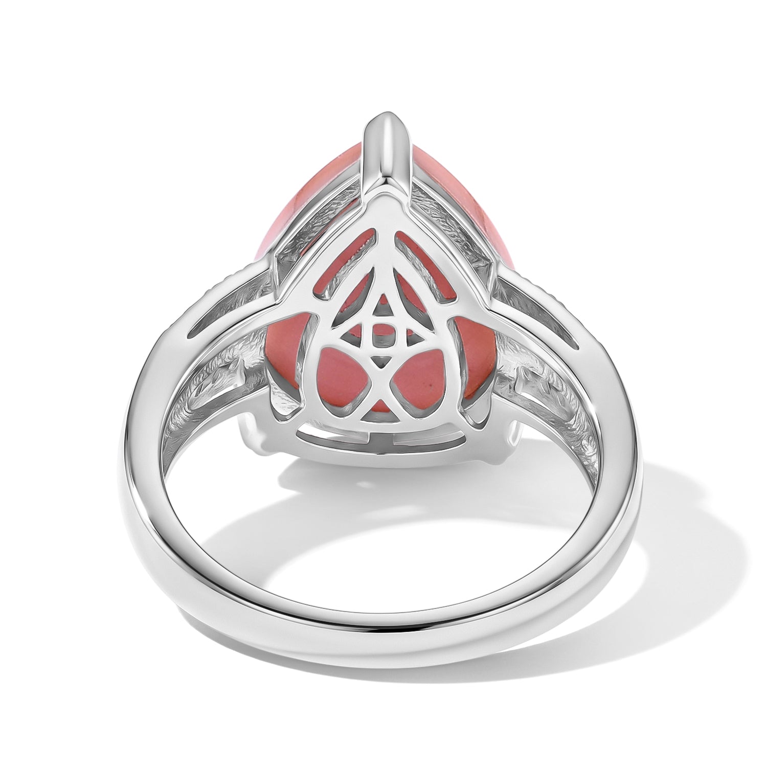 D'Joy - Pink Conch Shell &amp; Lab Grown Diamond Ring in Rhodium Overlay Sterling Silver 8658210 5