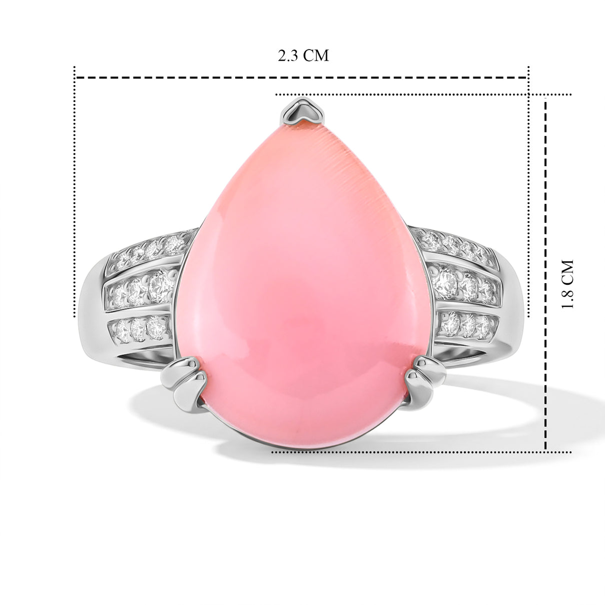 D'Joy - Pink Conch Shell &amp; Lab Grown Diamond Ring in Rhodium Overlay Sterling Silver 8658210 6