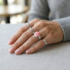 D'Joy - Pink Conch Shell & Moissanite Ring in Rhodium Overlay Sterling Silver_8658212_2