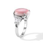 D'Joy - Pink Conch Shell & Moissanite Ring in Rhodium Overlay Sterling Silver_8658212_3