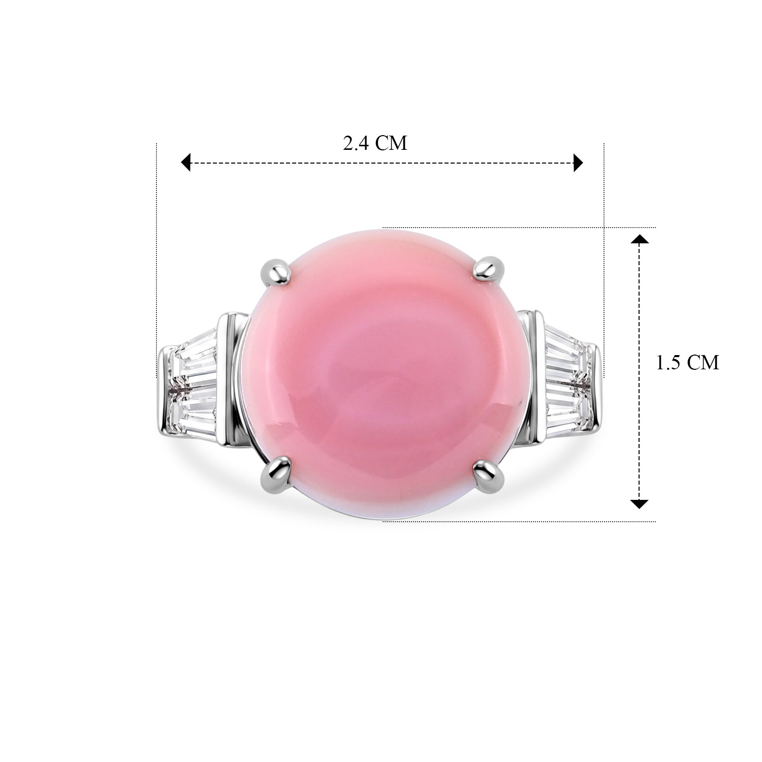 D'Joy - Pink Conch Shell &amp; Moissanite Ring in Rhodium Overlay Sterling Silver 8658212 5