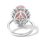 D'Joy - Pink Conch Shell & 1.10ct Lab Grown Diamond Halo Ring in Rhodium Overlay Sterling Silver_8658223_4