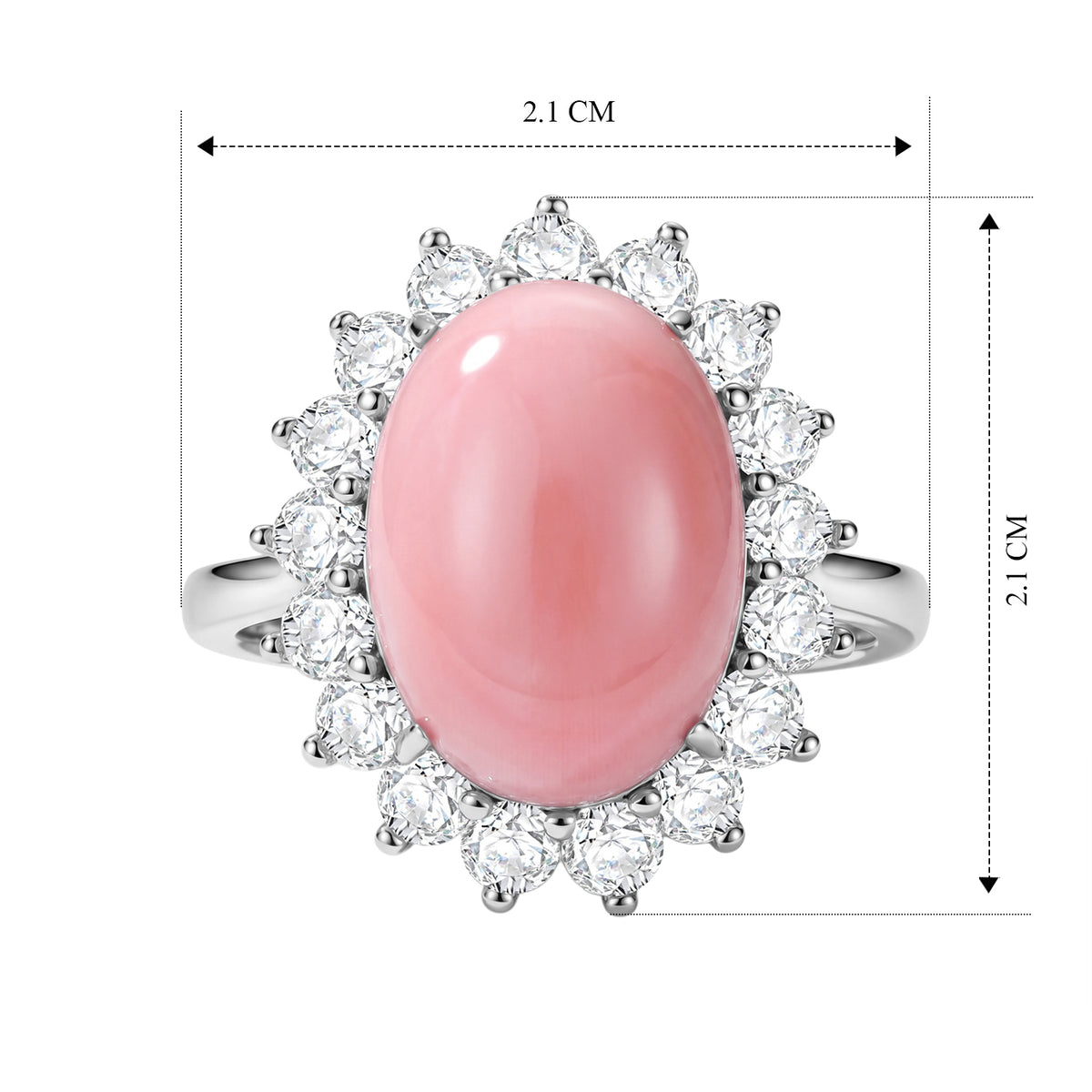 D'Joy - Pink Conch Shell &amp; 1.10ct Lab Grown Diamond Halo Ring in Rhodium Overlay Sterling Silver 8658223 6