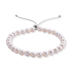 D'Joy - White Fresh Water Pearl Adjustable Beads Bracelet (Size - 6.5-9.5) in Rhodium Overlay Sterling Silver 30.00 Ct._8658266