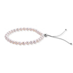 D'Joy - White Fresh Water Pearl Adjustable Beads Bracelet (Size - 6.5-9.5) in Rhodium Overlay Sterling Silver 30.00 Ct._8658266_2