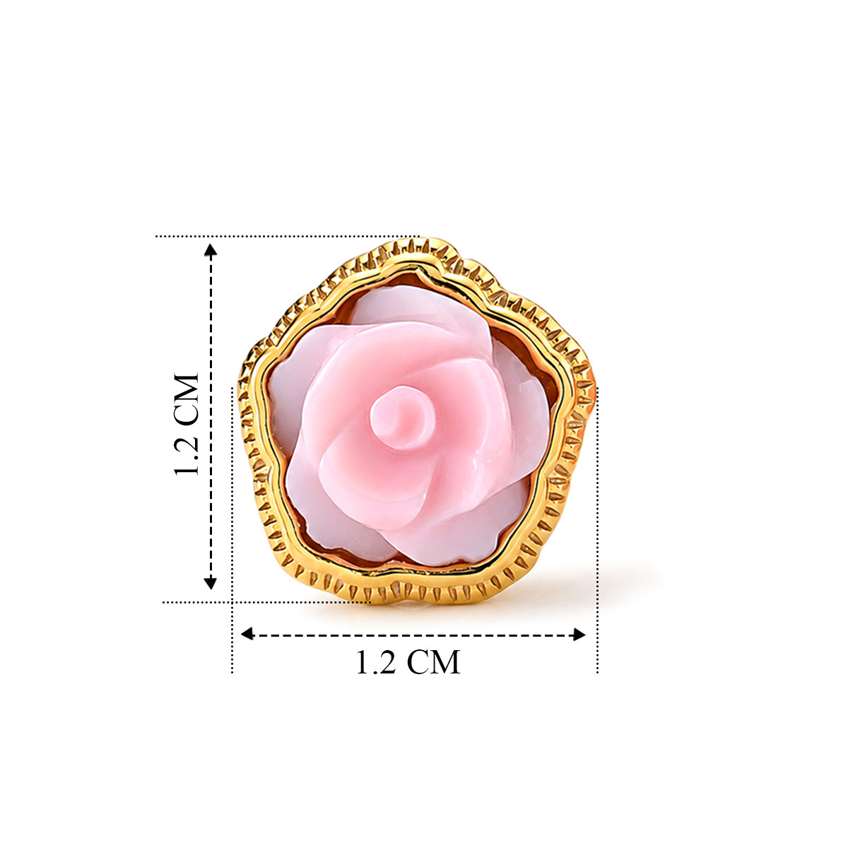 D'Joy - Pink Conch Shell Floral Stud Earring with Push Back in Yellow Gold Plated Sterling Silver 8658289 5