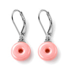 D'Joy - Pink Conch Shell Donut Shape Drop Earring with Lever Back in Rhodium Overlay Sterling Silver_8658352