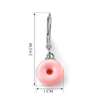 D'Joy - Pink Conch Shell Donut Shape Drop Earring with Lever Back in Rhodium Overlay Sterling Silver_8658352_5