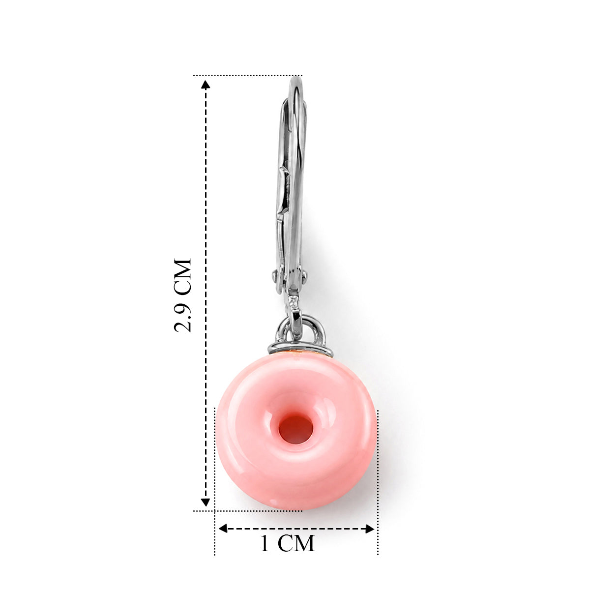 D'Joy - Pink Conch Shell Donut Shape Drop Earring with Lever Back in Rhodium Overlay Sterling Silver 8658352 4