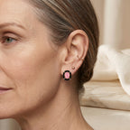 D'Joy - Pink Conch Shell & Dyed Black Jade Concentric Earring with Push Back in Rose Gold Plated Sterling Silver_8658392_2