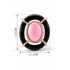 D'Joy - Pink Conch Shell & Dyed Black Jade Concentric Earring with Push Back in Rose Gold Plated Sterling Silver_8658392_4