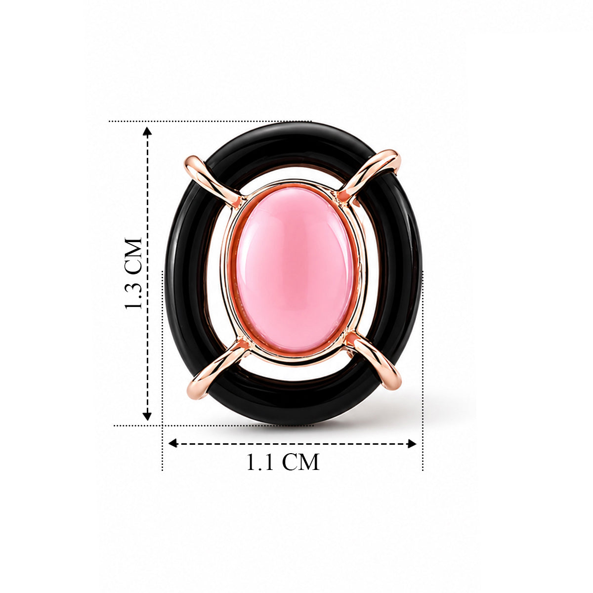 D'Joy - Pink Conch Shell &amp; Dyed Black Jade Concentric Earring with Push Back in Rose Gold Plated Sterling Silver 8658392 4