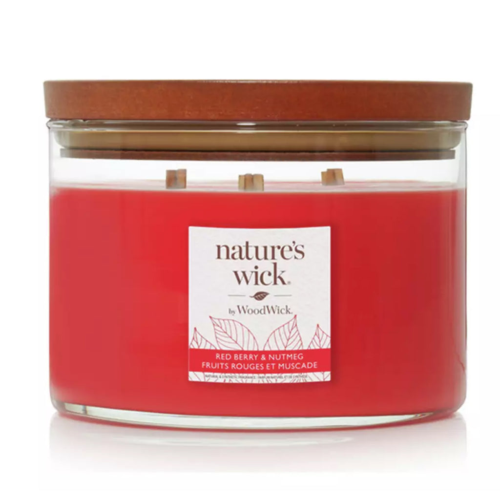 Natures Wick - Redberry & Nutmeg Woodwick Large Jar - Red_8658394