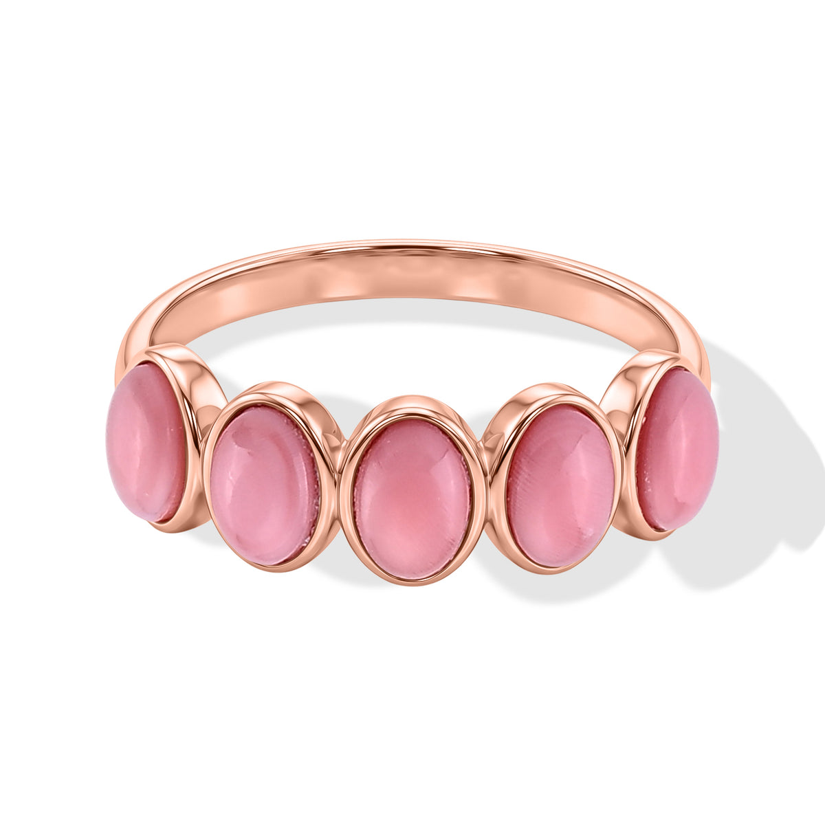 D'Joy - Pink Conch Shell 5 Stone Ring in Rose Gold Plated Sterling Silver 8658457 0