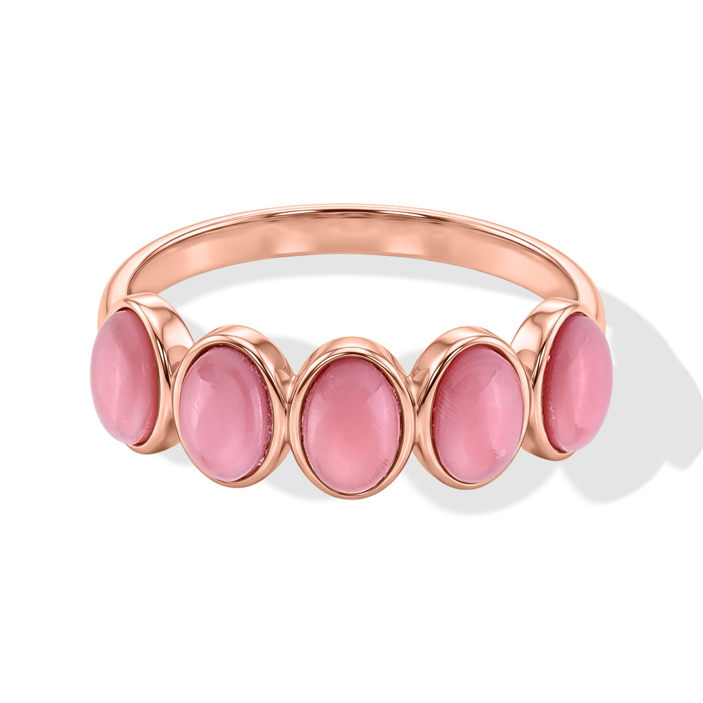 D'Joy - Pink Conch Shell 5 Stone Ring in Rose Gold Plated Sterling Silver_8658458