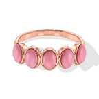 D'Joy - Pink Conch Shell 5 Stone Ring in Rose Gold Plated Sterling Silver_8658458