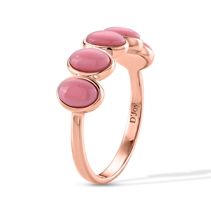 D'Joy - Pink Conch Shell 5 Stone Ring in Rose Gold Plated Sterling Silver 8658458 2