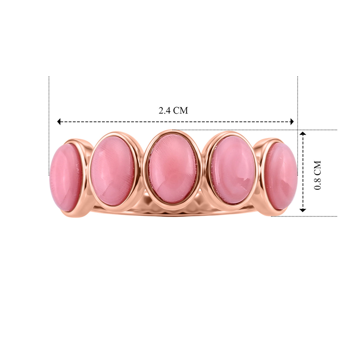 D'Joy - Pink Conch Shell 5 Stone Ring in Rose Gold Plated Sterling Silver 8658458 4