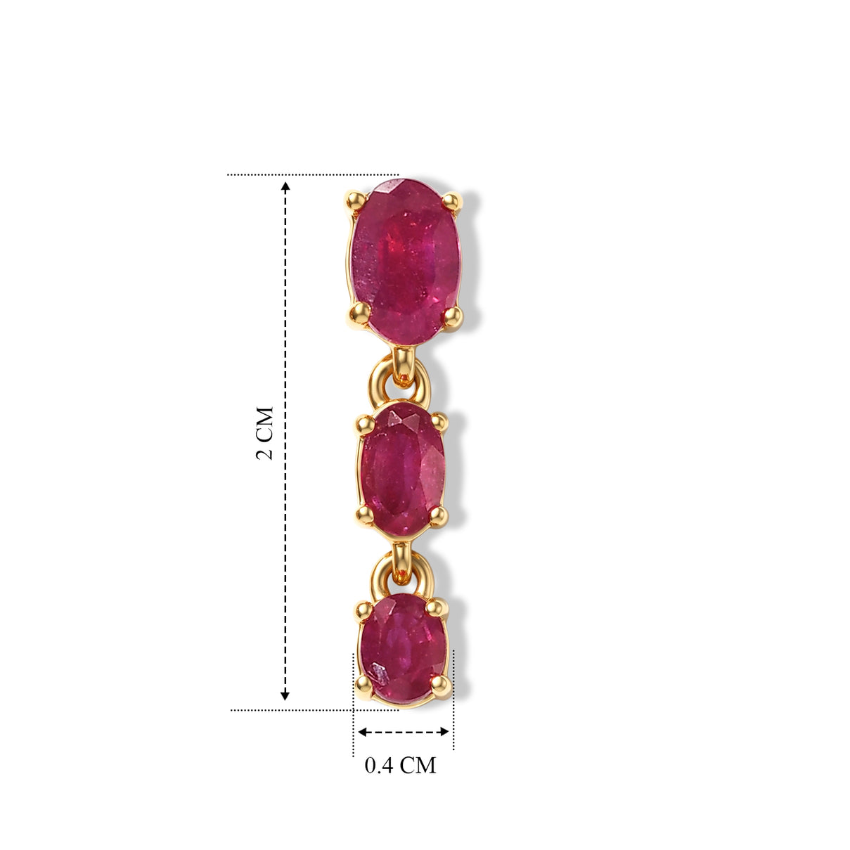 D'Joy - Premium African Ruby Dangling Earring with Push Post in Yellow Gold Plated Sterling Silver 2.50 Ct. 8658872 3