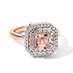 D'Joy - AGI Certified Pink Morganite & Moissanite Halo Ring in 18K Vermeil Rose Gold Plated Sterling Silver 1.40 Ct._8659033
