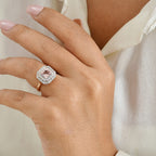 D'Joy - AGI Certified Pink Morganite & Moissanite Halo Ring in 18K Vermeil Rose Gold Plated Sterling Silver 1.40 Ct._8659033_1