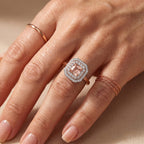 D'Joy - AGI Certified Pink Morganite & Moissanite Halo Ring in 18K Vermeil Rose Gold Plated Sterling Silver 1.40 Ct._8659033_2