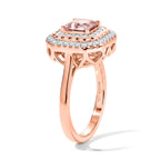 D'Joy - AGI Certified Pink Morganite & Moissanite Halo Ring in 18K Vermeil Rose Gold Plated Sterling Silver 1.40 Ct._8659033_4