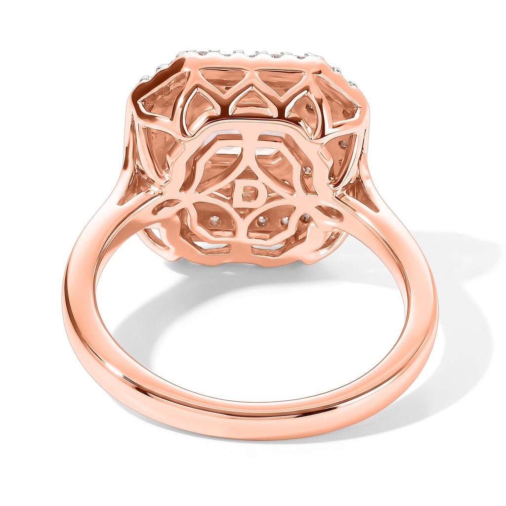 D'Joy - AGI Certified Pink Morganite & Moissanite Halo Ring in 18K Vermeil Rose Gold Plated Sterling Silver 1.40 Ct._8659033_5