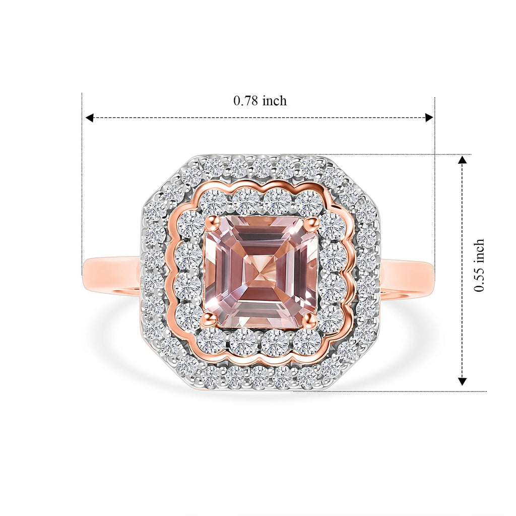 D'Joy - AGI Certified Pink Morganite & Moissanite Halo Ring in 18K Vermeil Rose Gold Plated Sterling Silver 1.40 Ct._8659033_6